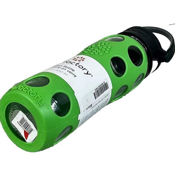 LIFEFACTORY 22 oz Glass Water Bottle With Silicone Sleeve Screw Top -Moss Green - Picture 3 of 6